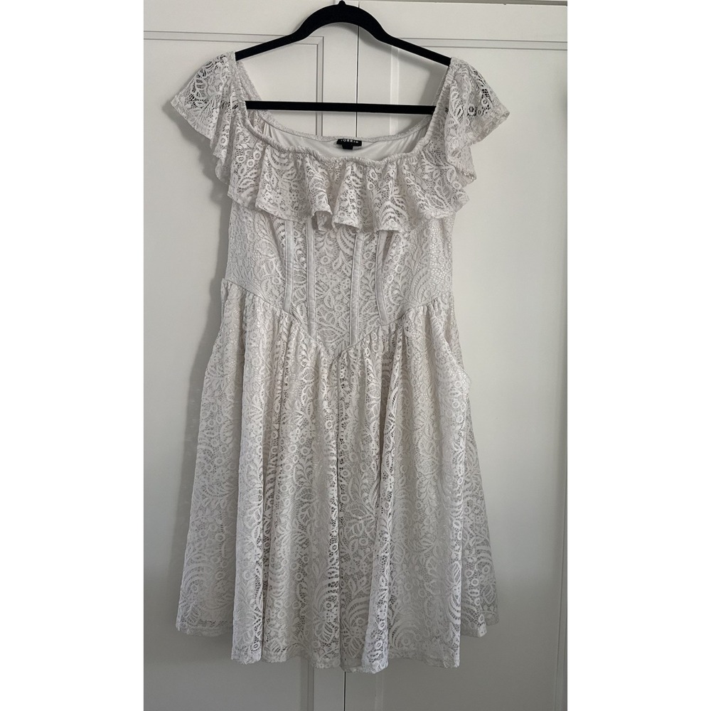 Renaissance Off Shoulder Lace Corset Dress with Pockets Plus Large Peasant Fairy